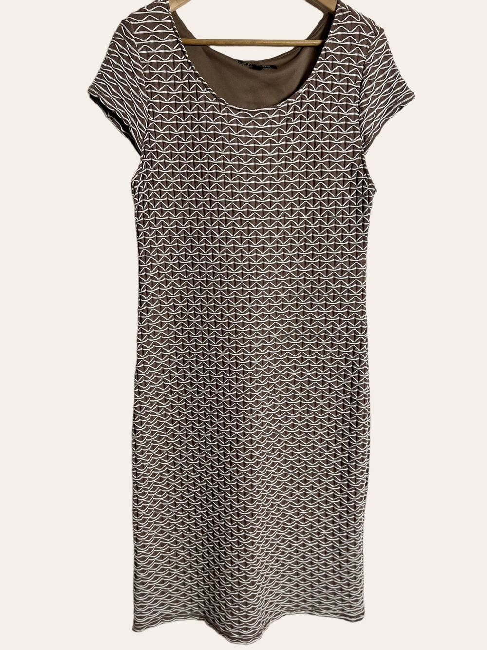 Sharagano Brown White Textured Sheath Dress Size 16
